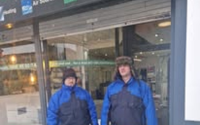 Our winter warriors—Rob and Martin serving up supplies and smiles daily.